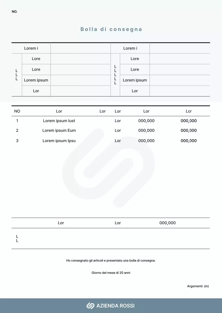Conferma di consegna in blu