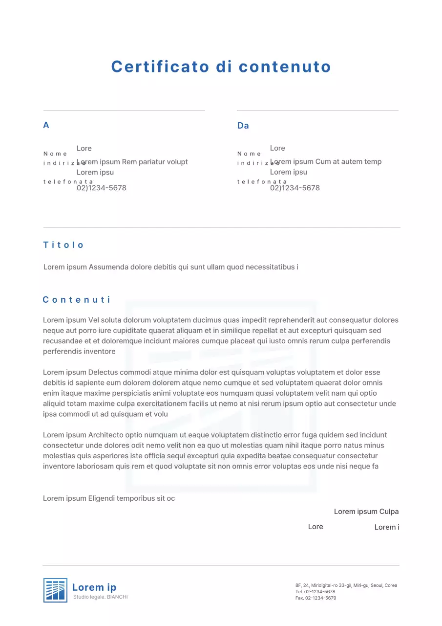 Concetto di logo pulito in bianco e blu Prova di contenuto