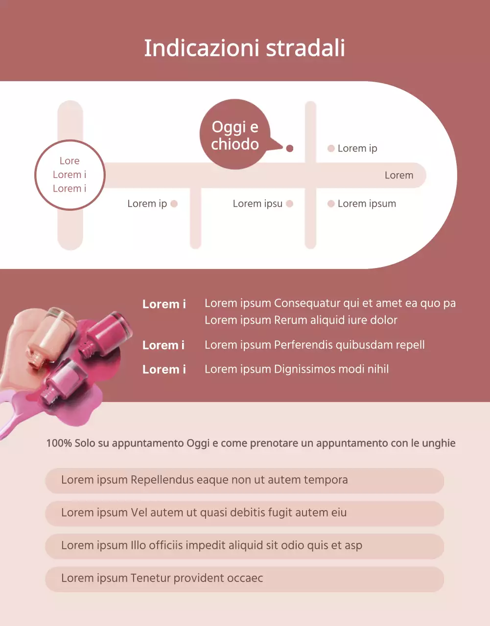 Un tema promozionale per salone per unghie dal concetto pulito con toni di rosa essiccati.