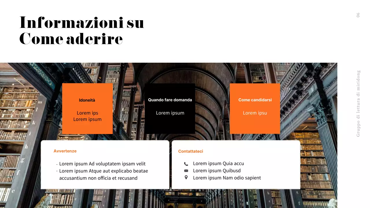 Arancione, pulito, moderno, reclutamento del club del libro in stile libresco