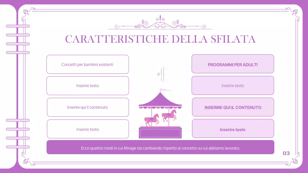 Piano per la parata del parco divertimenti in viola, dalle linee pulite