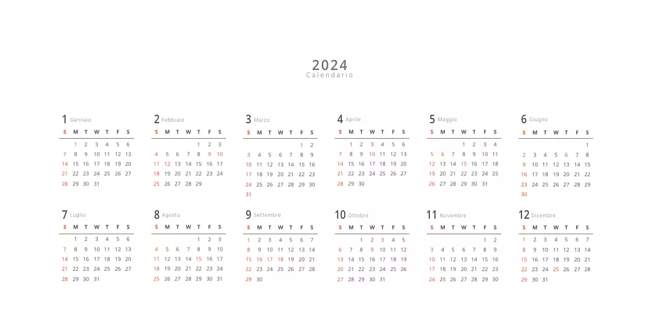 Calendario di interior design in stile bianco e pulito