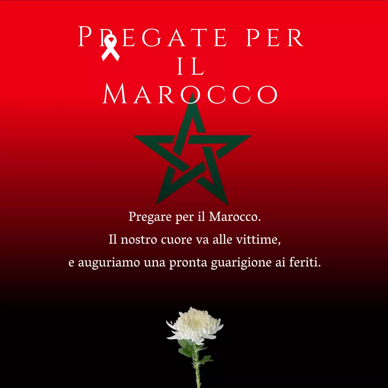 Un semplice post nero e rosso di preghiera e di ricordo per la ripresa del Marocco dal terremoto