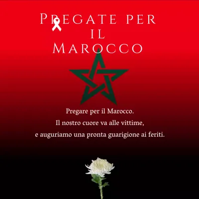 Un semplice post nero e rosso di preghiera e di ricordo per la ripresa del Marocco dal terremoto