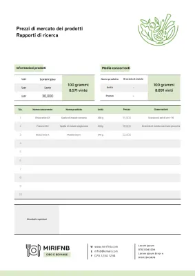 Prodotti alimentariRicerca di prezzi di mercato