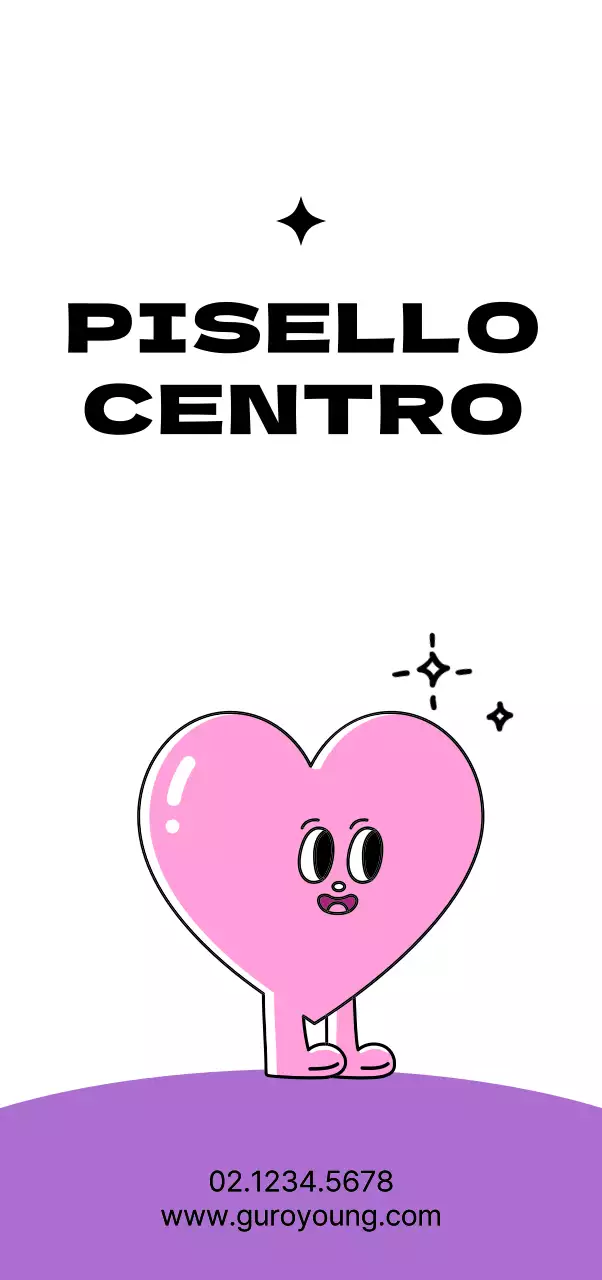 Centro pubblico giovanile con simpatici personaggi a forma di cuore in rosa e viola