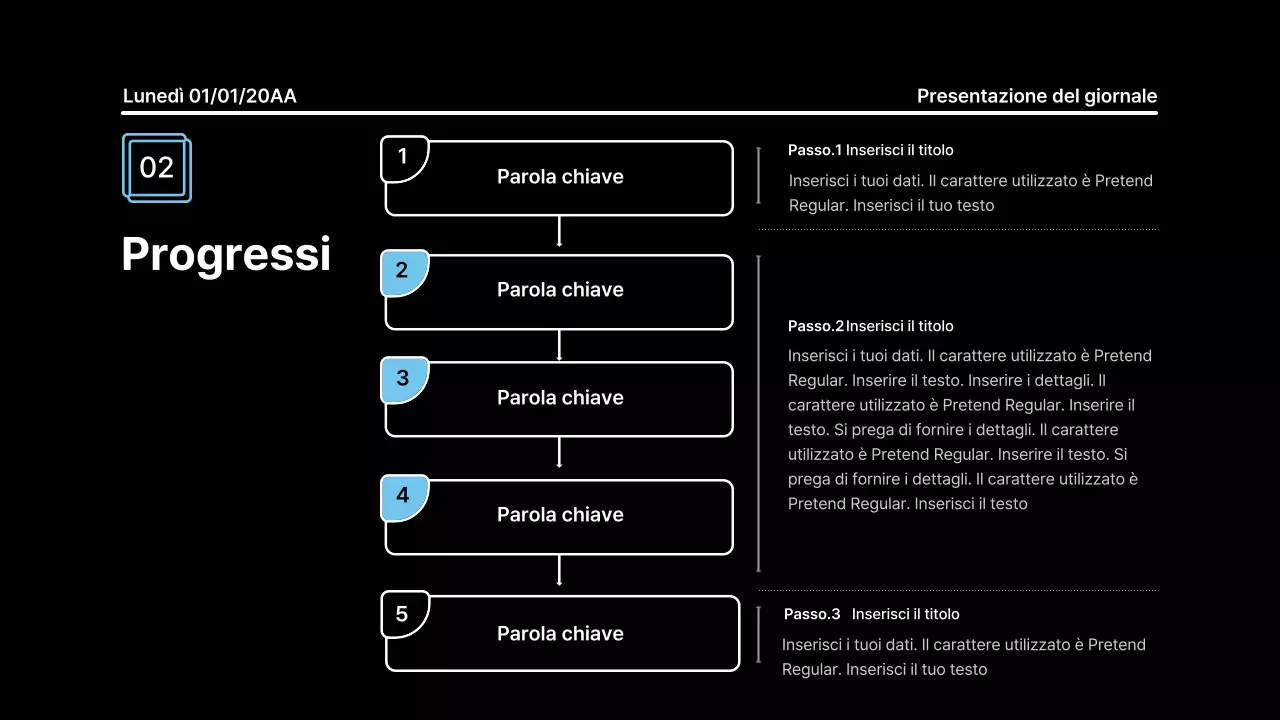 Presentazione che attira l'attenzione con linee decise in un concetto di giornale su sfondo nero