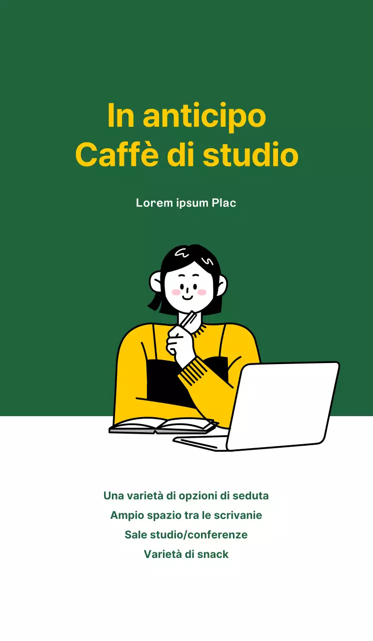 Promuovete il vostro caffè studio con uno sfondo verde e pulito