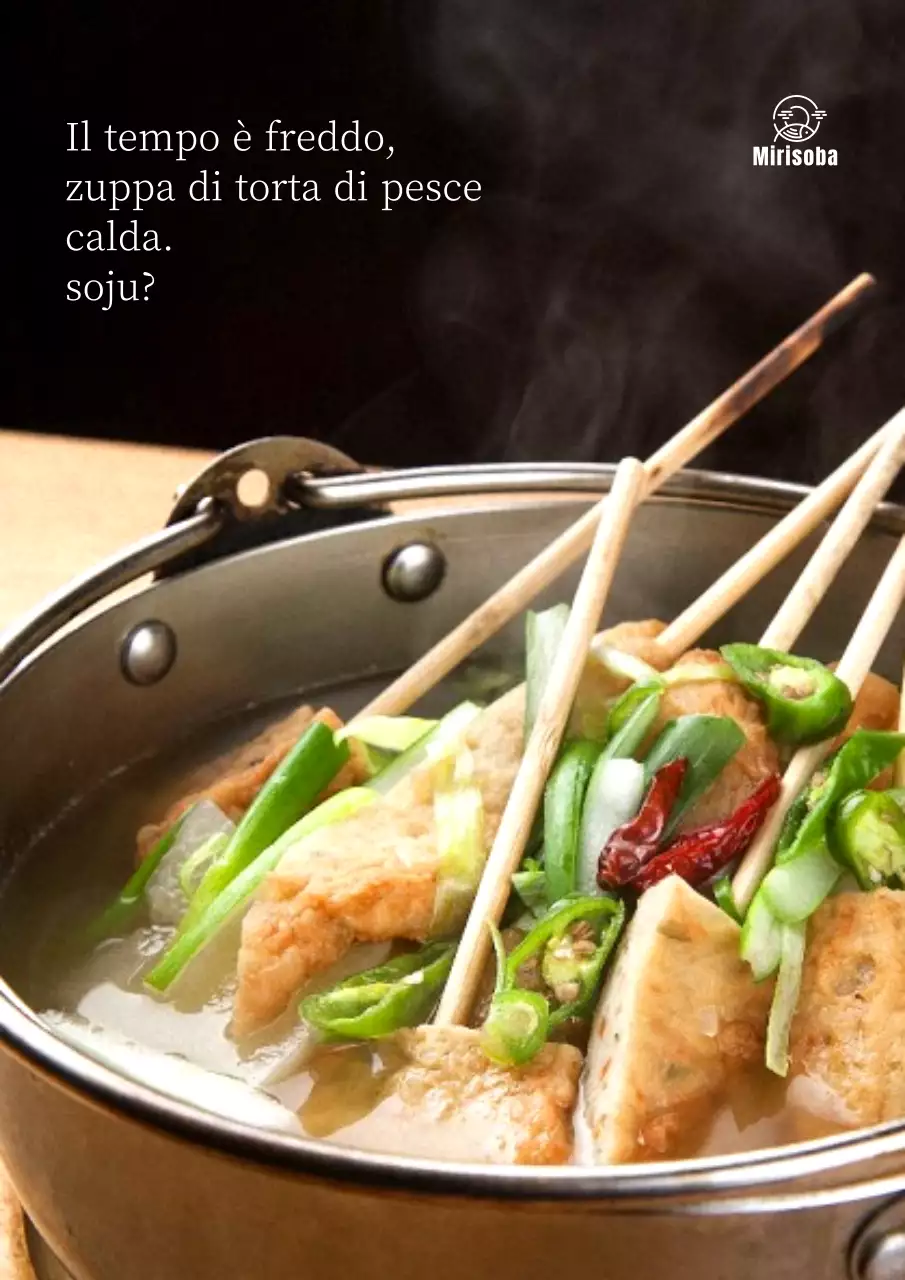 Promuovere la zuppa di torta di pesce con immagini di cibo