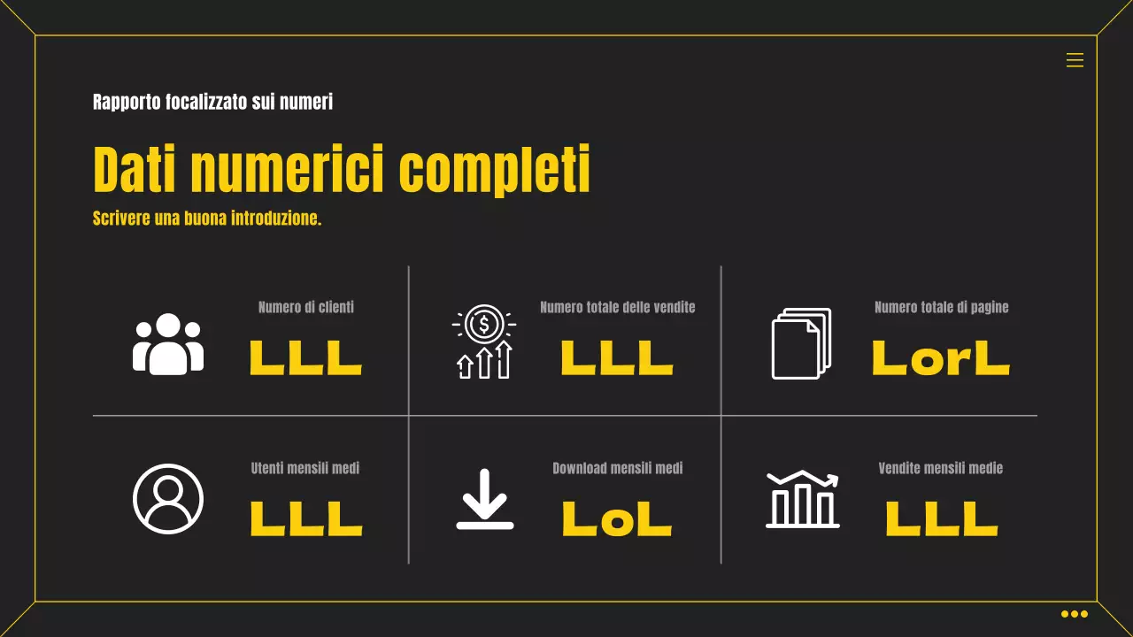 Semplice infografica nera e gialla per il business scorecard
