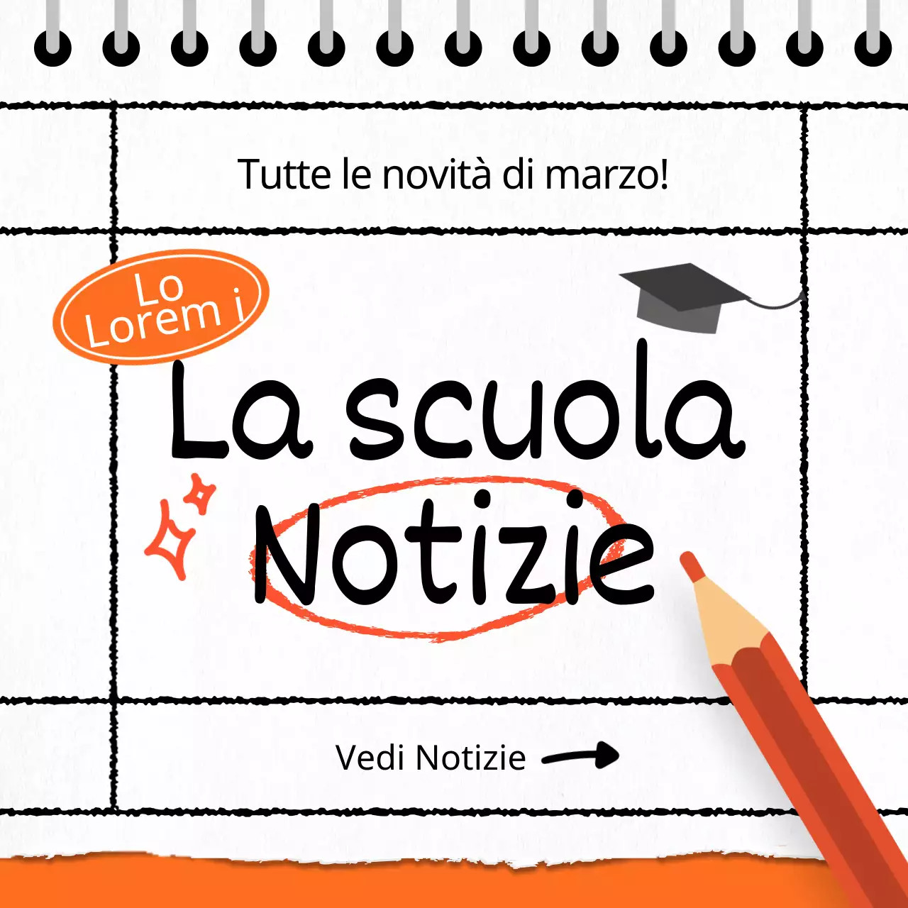 Notizie scolastiche settimanali con un concetto di calendario arancione