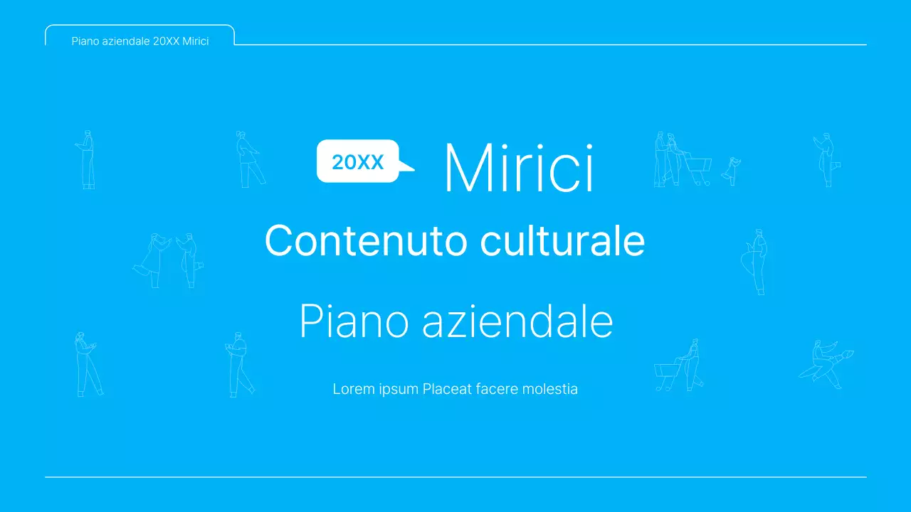 Una presentazione pulita del business plan dei contenuti culturali in bianco e blu