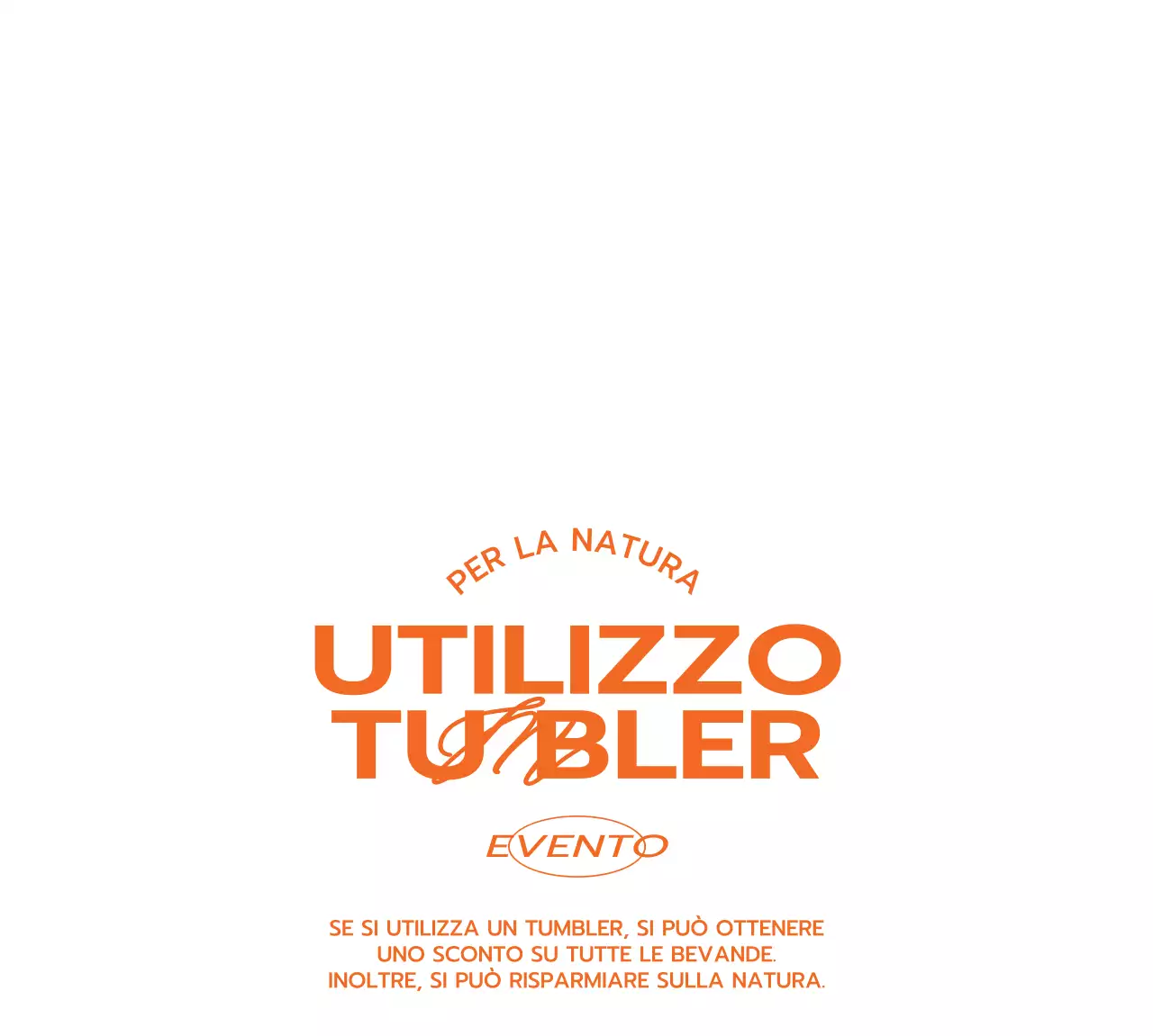 Merchandising del caffè e articoli promozionali con il logo del caffè e il nome dell'azienda in arancione.