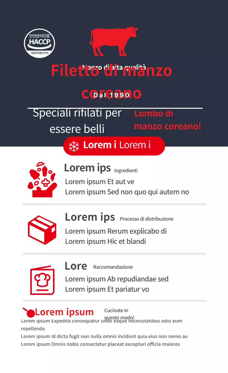 blu navy rosso logo ricetta cibo descrizione etichetta