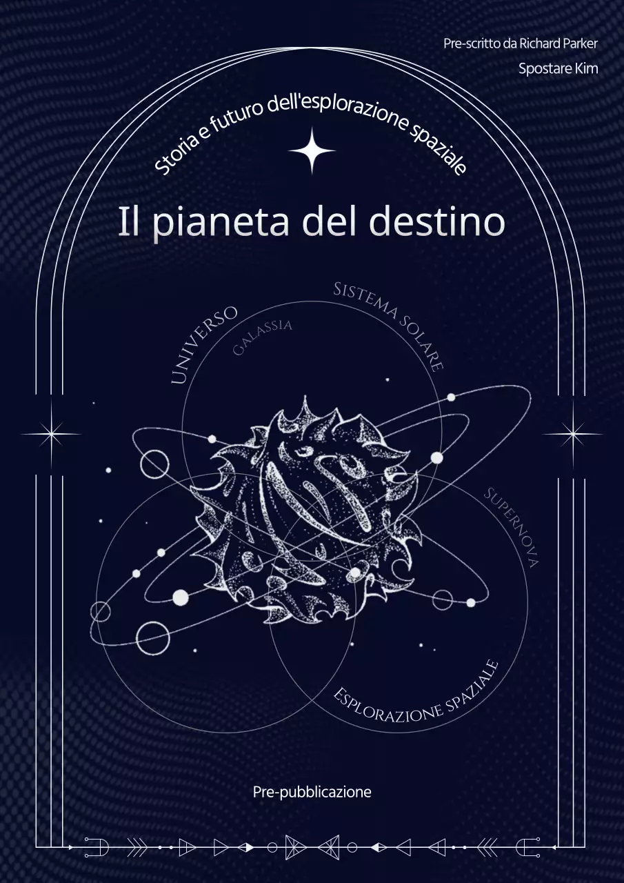 Navy White Line Illustration Tema spaziale