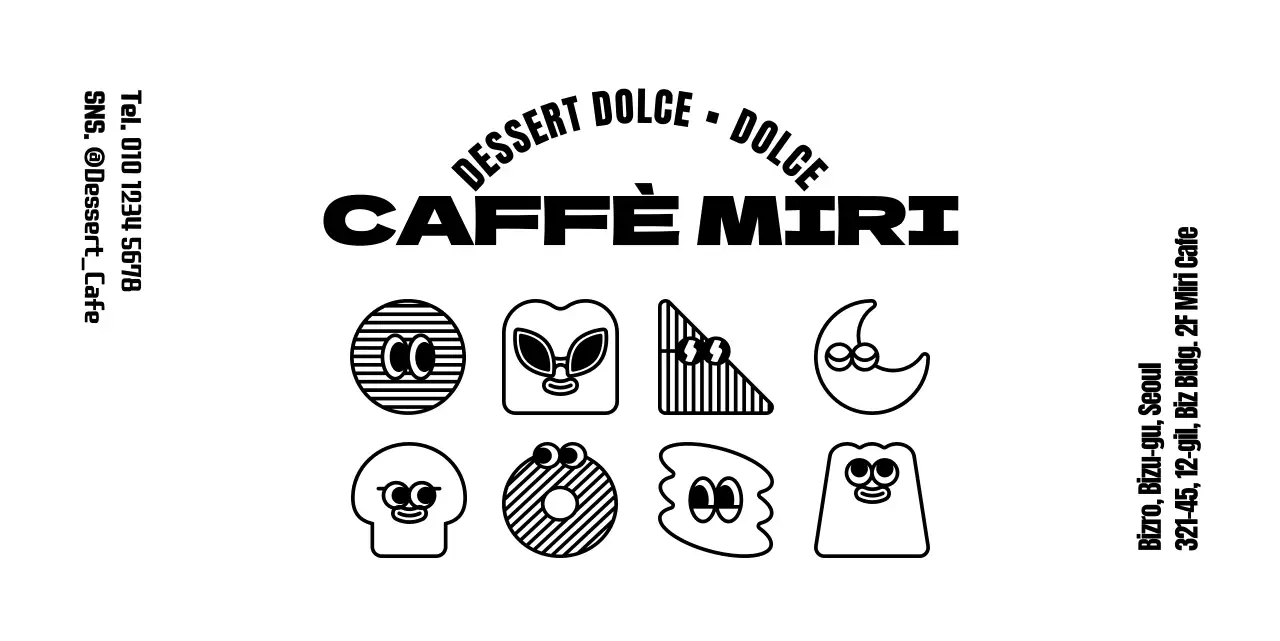 Una raccolta di illustrazioni di dessert carini e semplici per le informazioni e il servizio in un caffè concettuale di dessert.