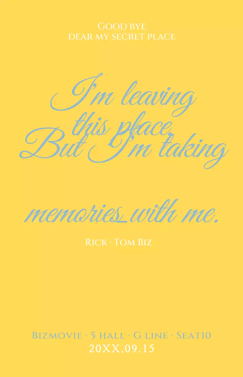 Poster film dengan kutipan film yang emosional dalam warna-warna lembut