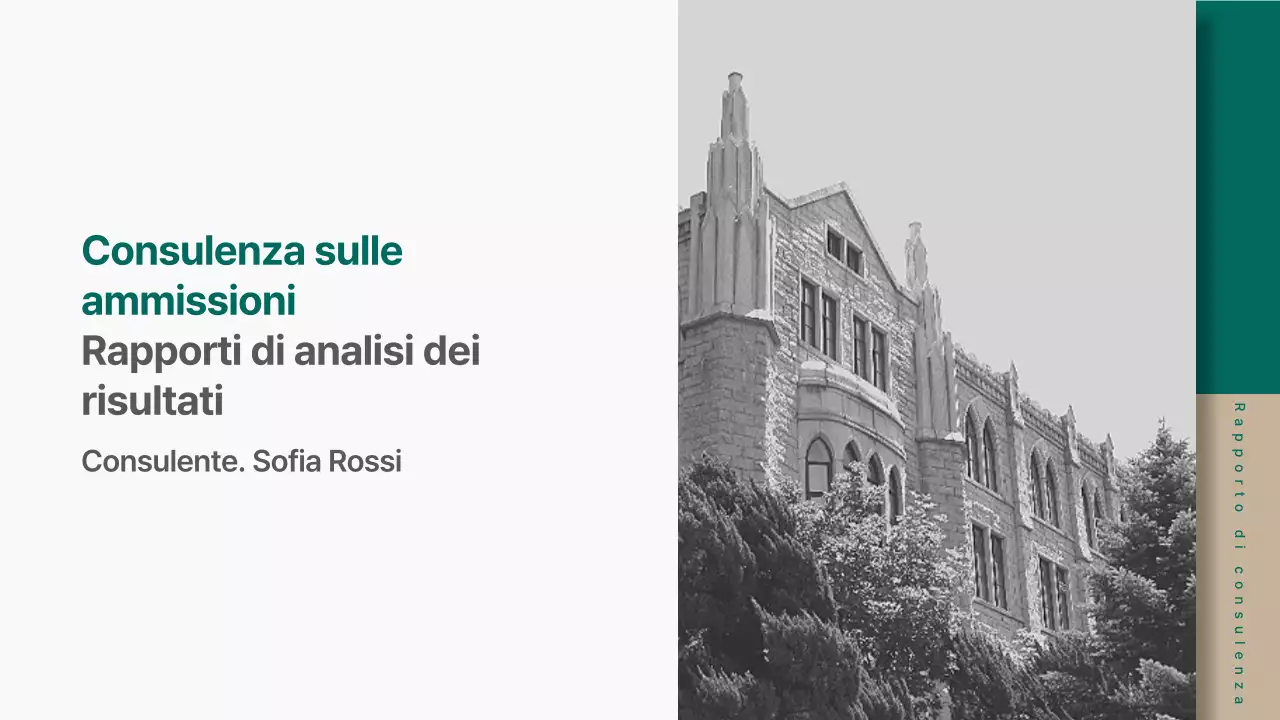 Un moderno rapporto di analisi della consulenza in materia di ammissioni in verde e beige