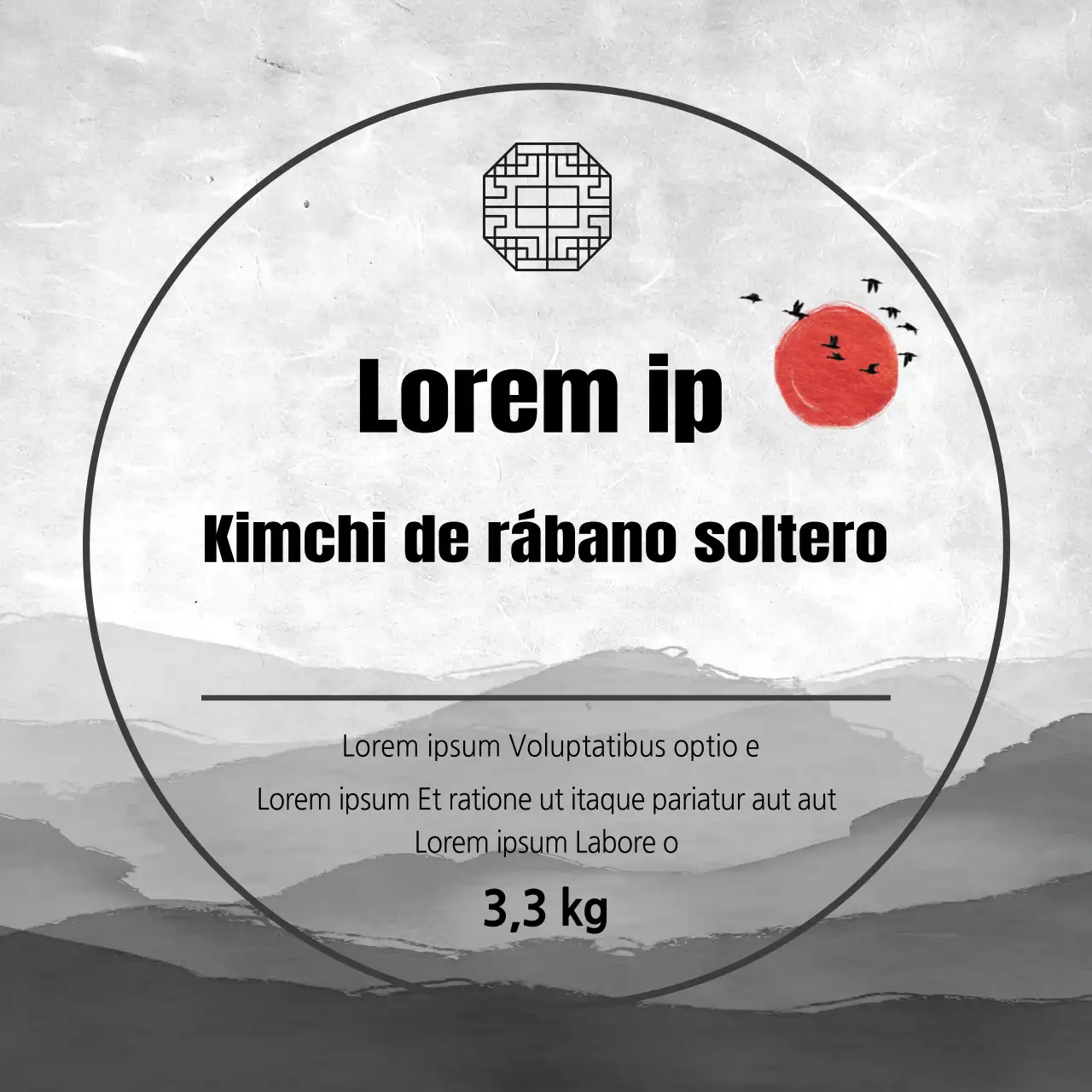 gris ilustración comida tradicional kimchi etiqueta