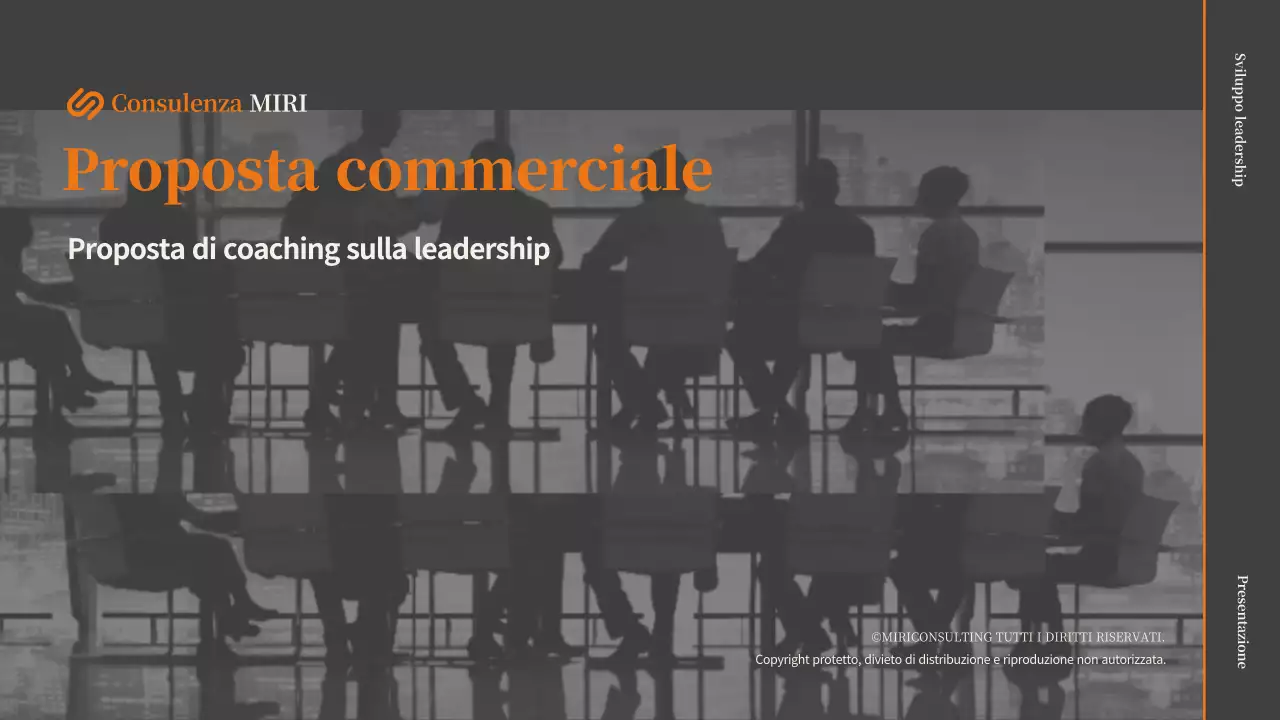 Proposta di lezione di coaching sulla leadership del promotore in grigio e arancione
