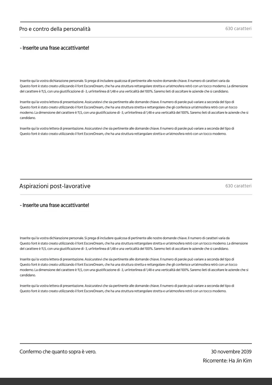 Un modulo di lettera di presentazione grigio e semplice