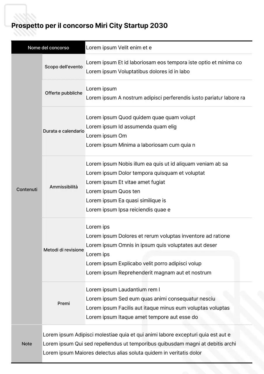 Proposta di concorso semplice e nera