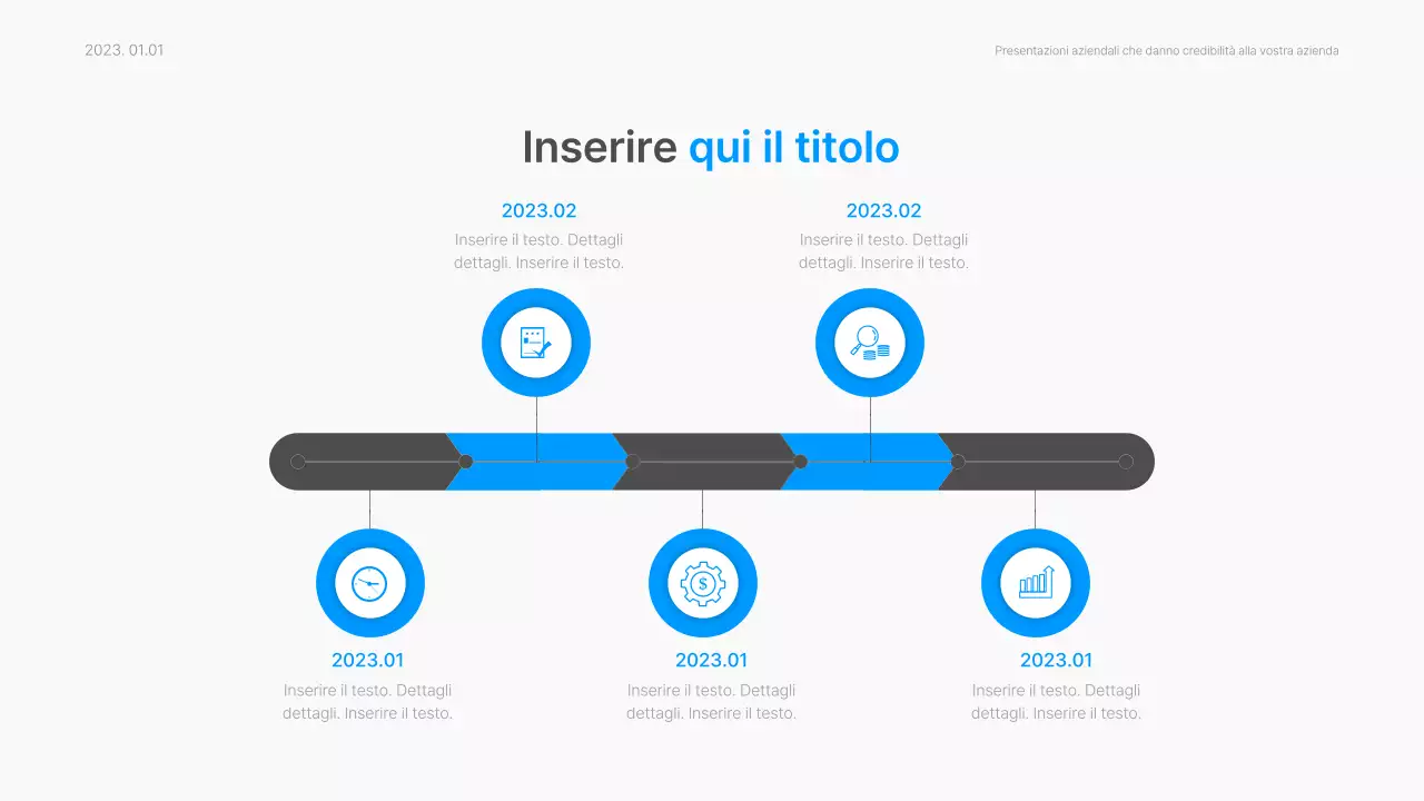 Relazione aziendale con uno stile moderno a gradiente in blu e bianco