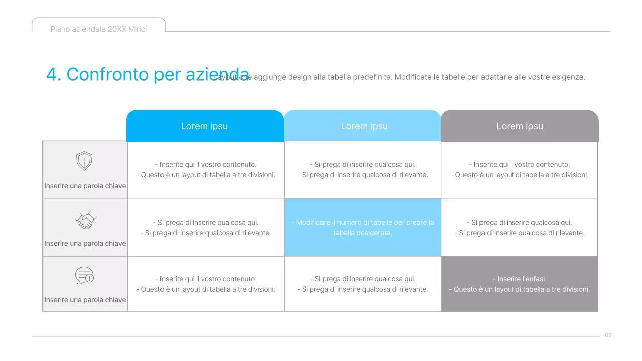 Una presentazione pulita del business plan dei contenuti culturali in bianco e blu