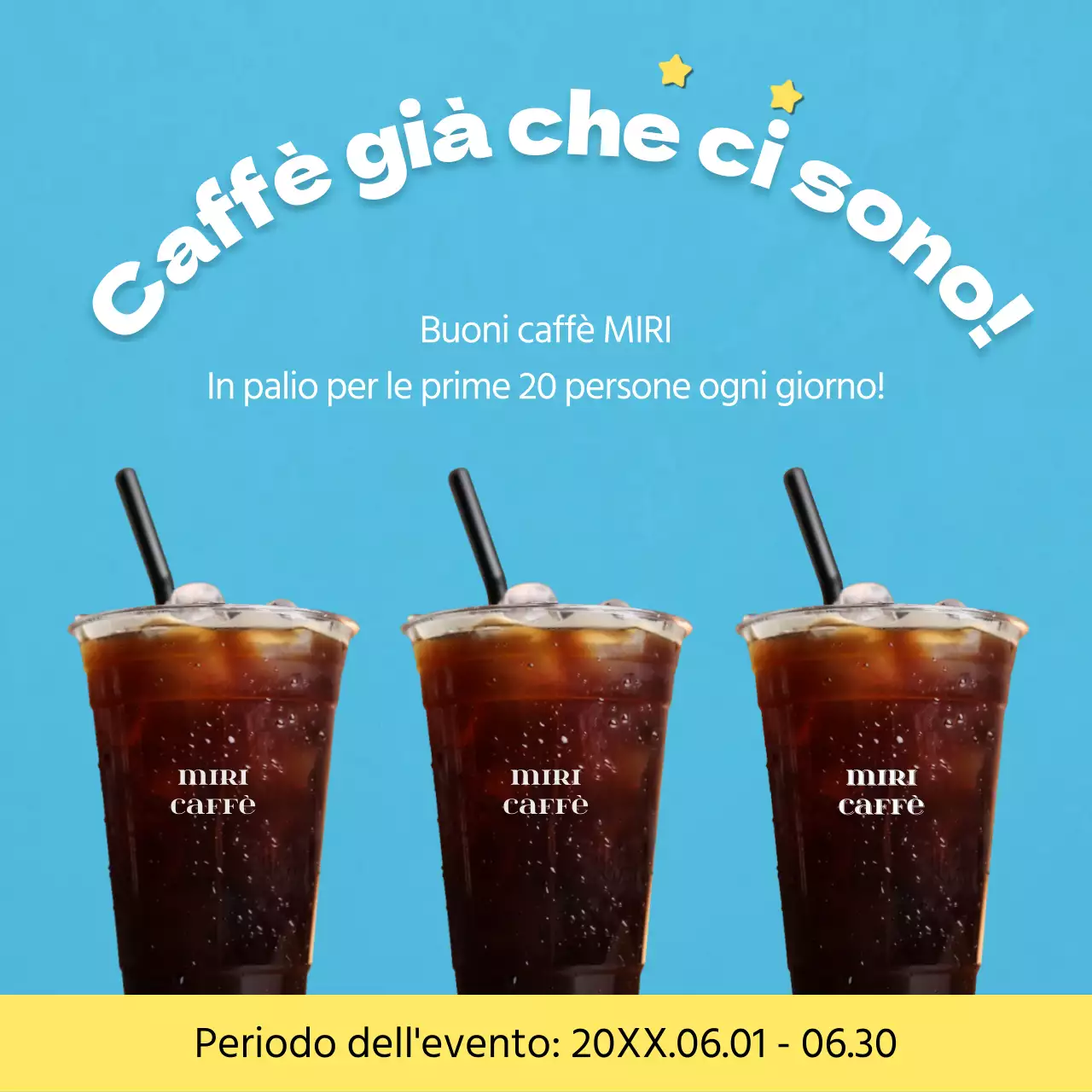 Promuovere un semplice evento di revisione del caffè in azzurro