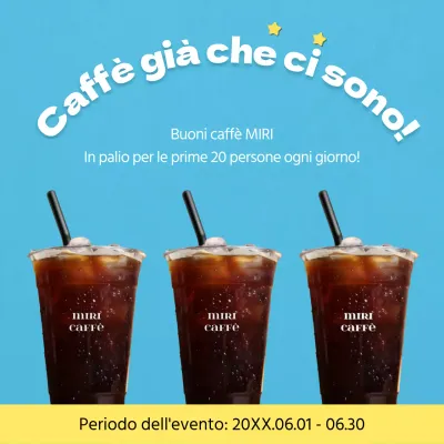 Promuovere un semplice evento di revisione del caffè in azzurro