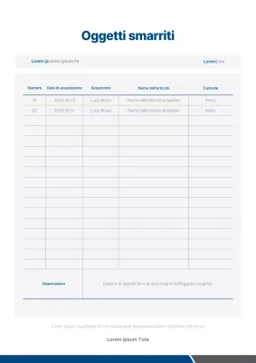 Un concetto pulito in navy e grigio Modulo Lost and Found