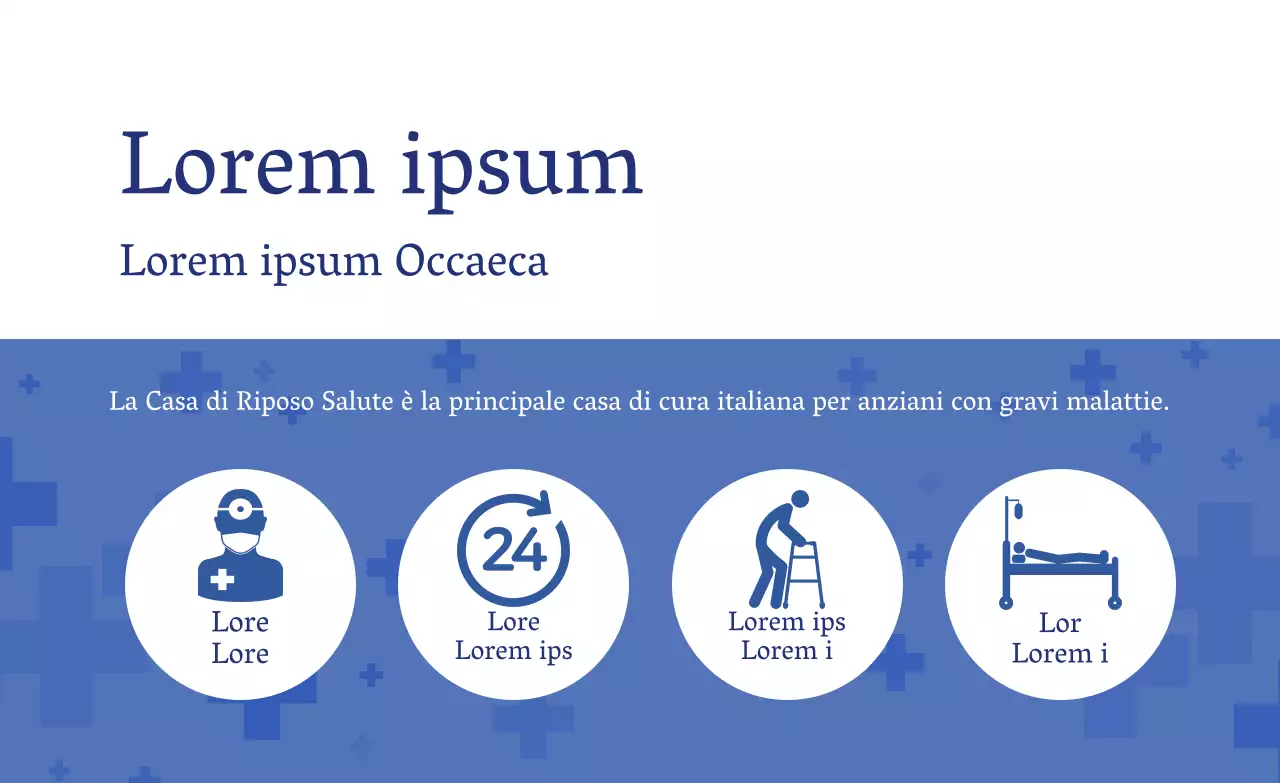 Icona blu semplice etichetta di casa di cura