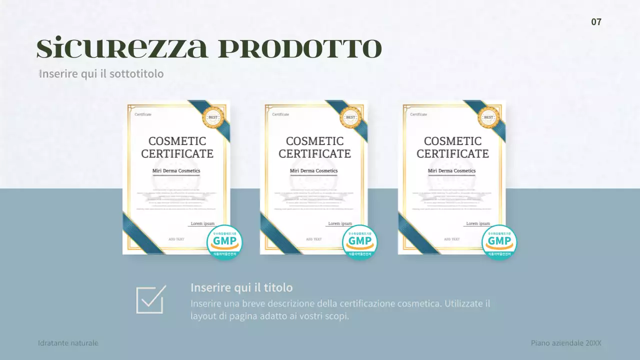 Business plan per un concetto di cosmetica derma verde scuro