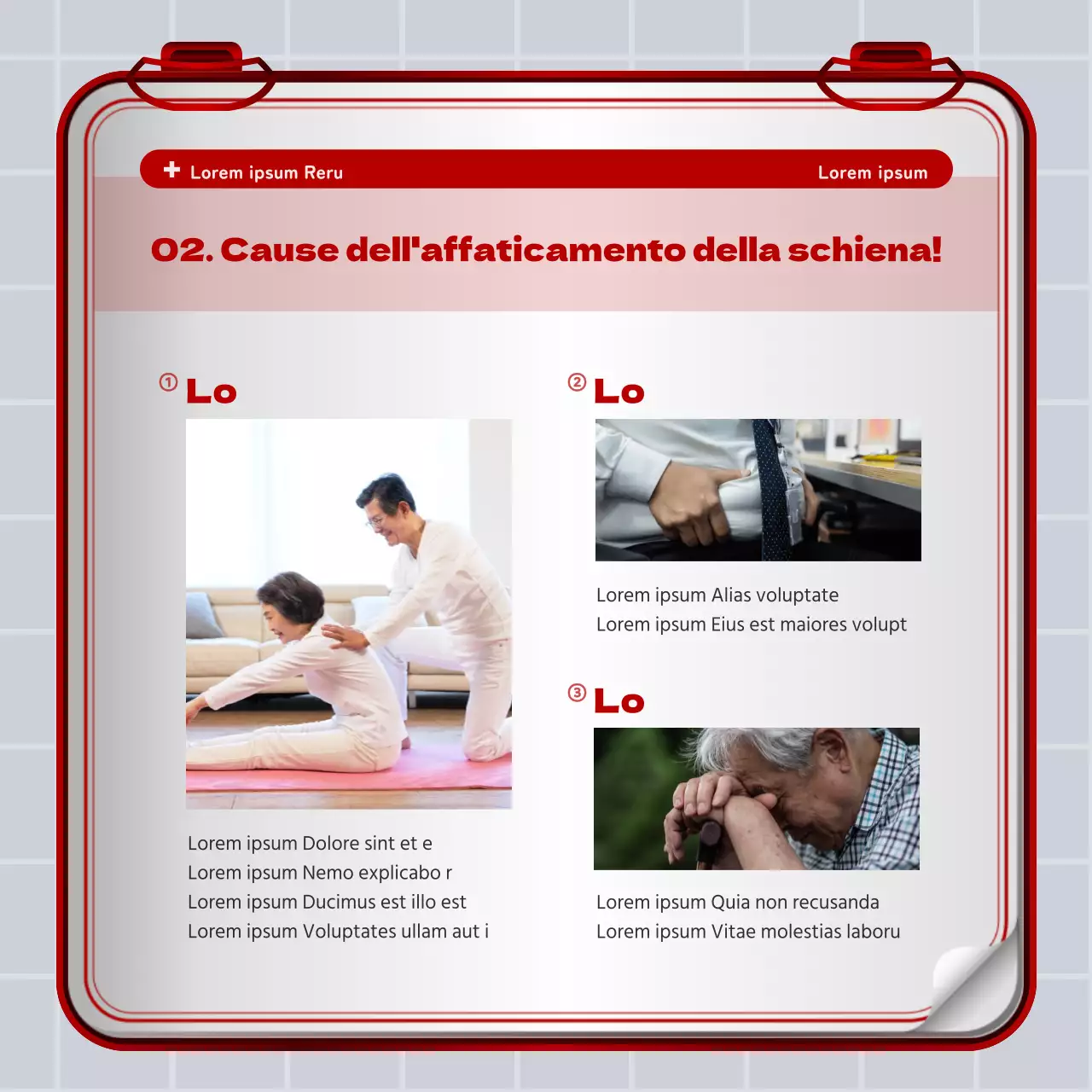 Concetto di kit di pronto soccorso in ferro rosso e bianco Informazioni sul disco lombare e promozione ospedaliera