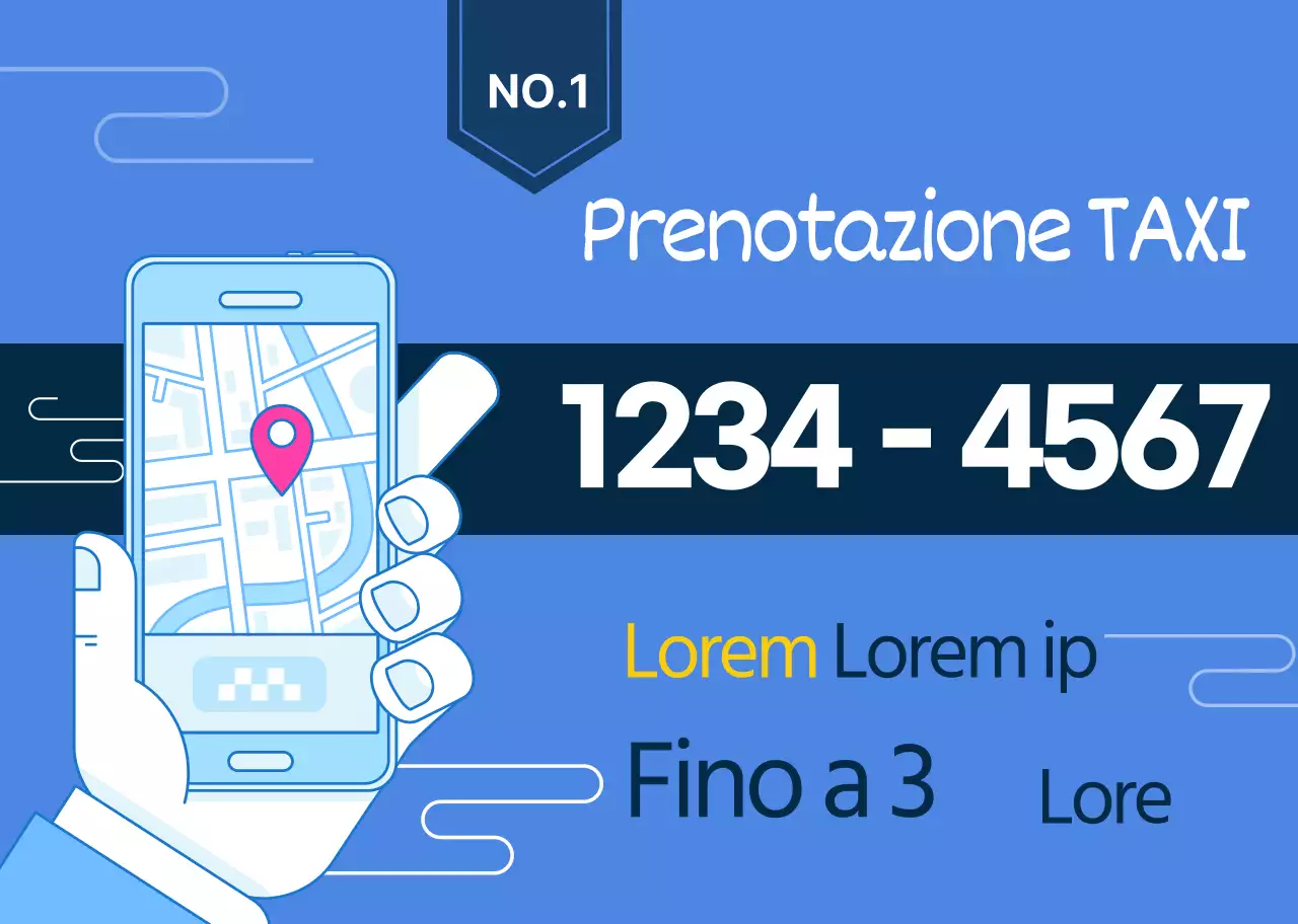 Illustrazione della linea blu Chiamare la promozione taxi