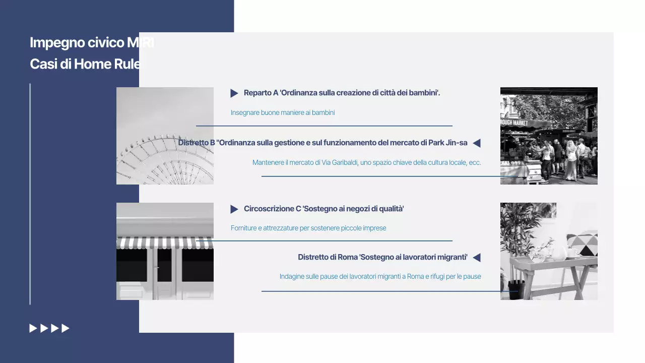 Un semplice rapporto di proposta di impegno comunitario in bianco e blu