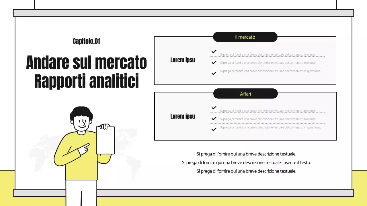 Un simpatico rapporto di analisi illustrato con accenti gialli e neri