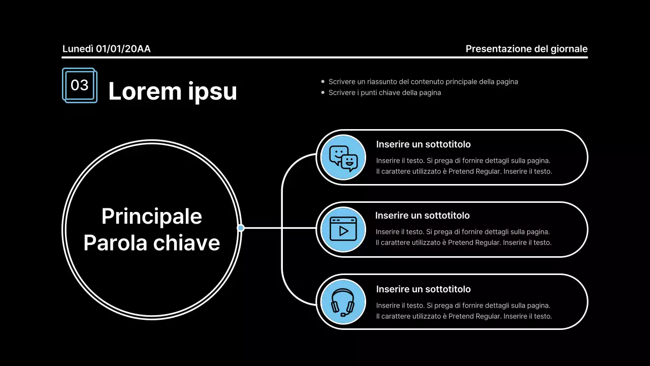 Presentazione che attira l'attenzione con linee decise in un concetto di giornale su sfondo nero