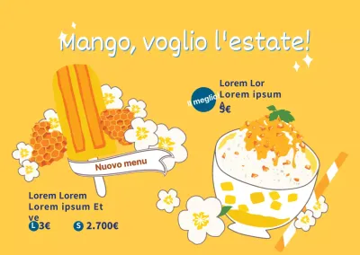 Illustrazione di una simpatica granita al mango Carta per trasparenze per bar