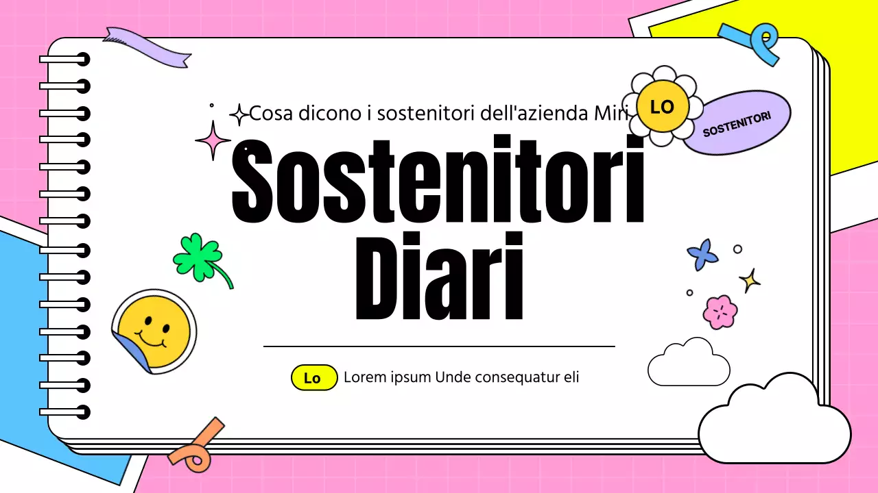 Presentazione del testimonial dei sostenitori a forma di biglietto kitsch in rosa e azzurro