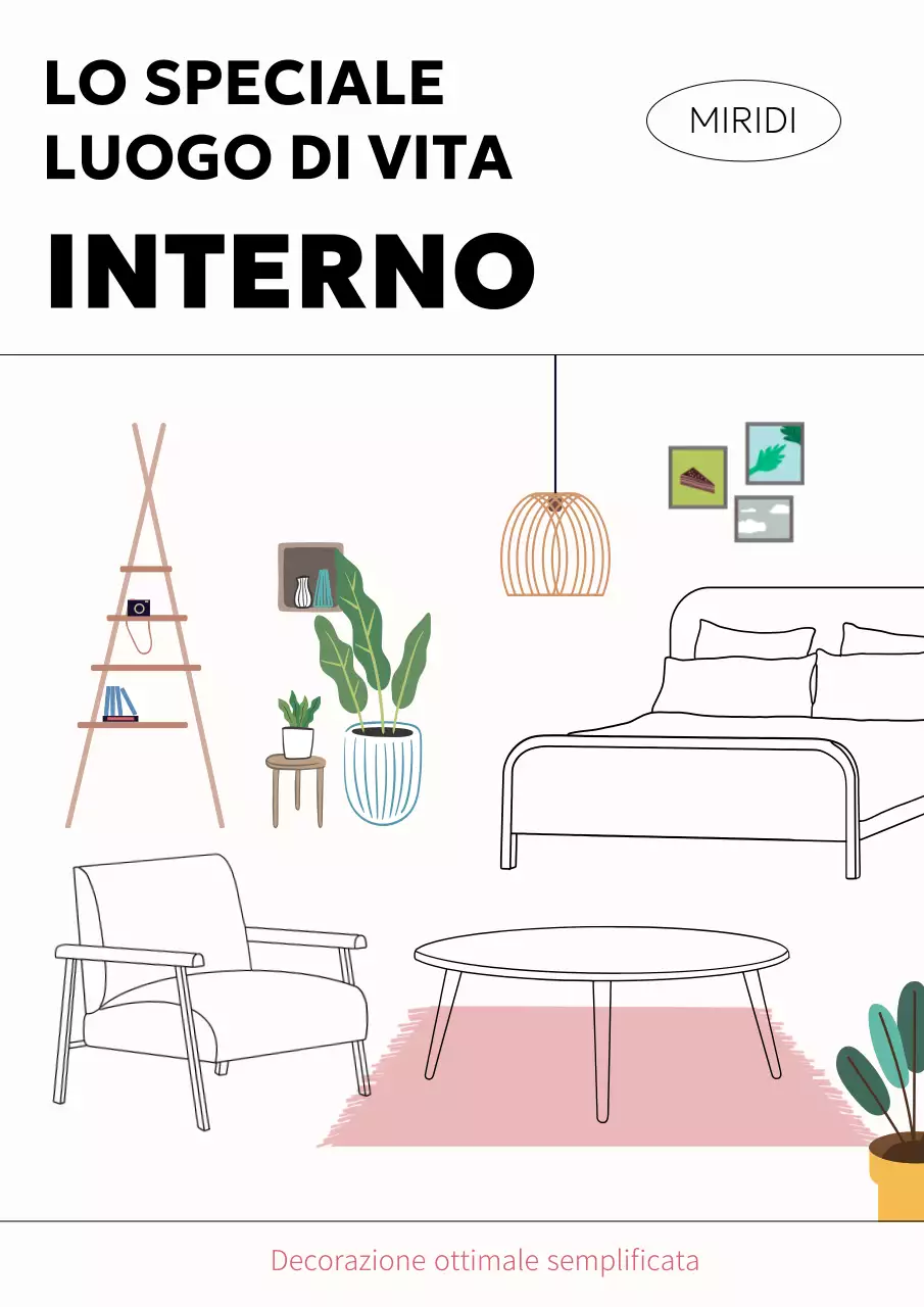 Un libro d'interni con linee e illustrazioni in bianco e nero