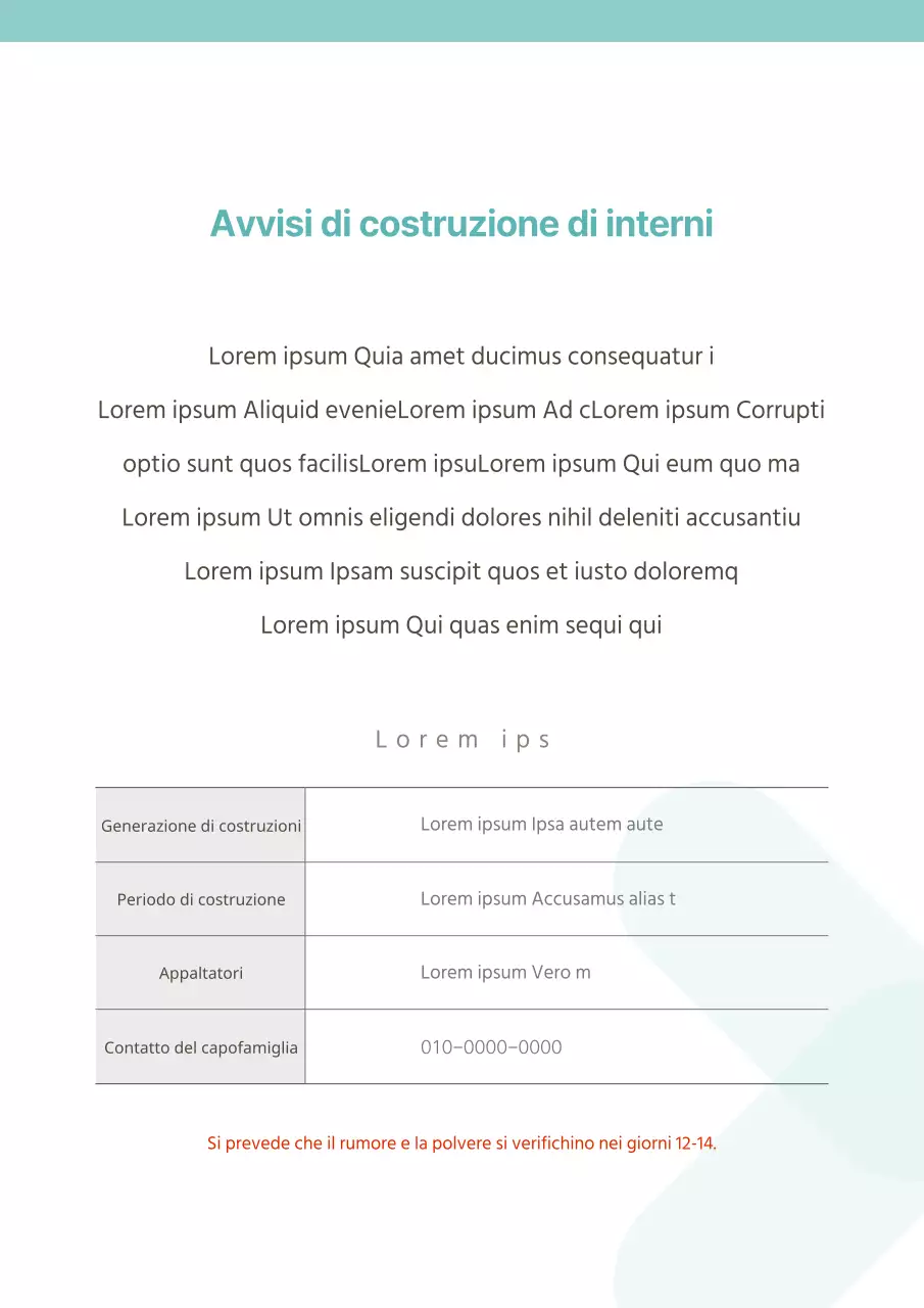 Un semplice volantino di appartamento color menta