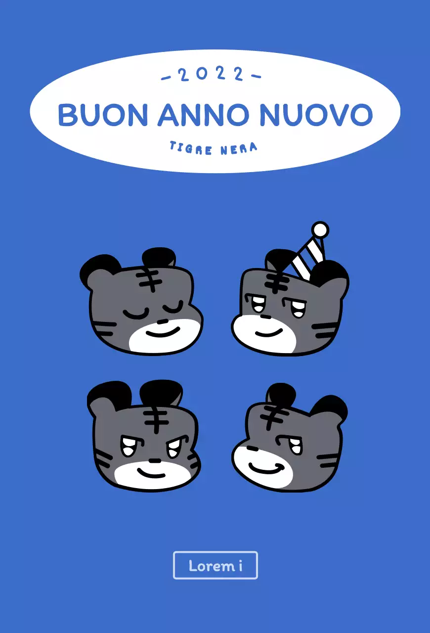 Blu e bianco rotondo carino tigre illustrazione concetto nuovo anno