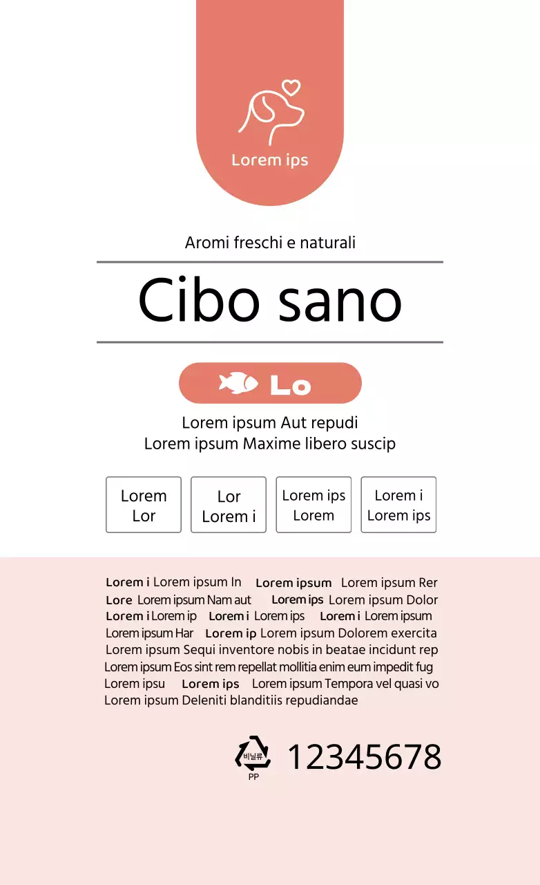Etichetta di testo rossa per alimenti per animali domestici