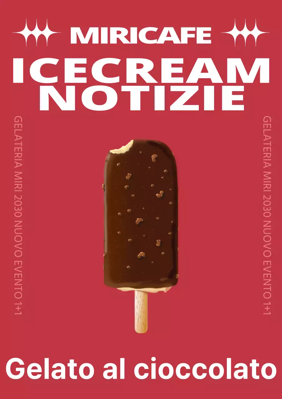 Promuovere un nuovo menu di gelati con un semplice schema di colori bianco e rosso