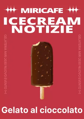 Promuovere un nuovo menu di gelati con un semplice schema di colori bianco e rosso