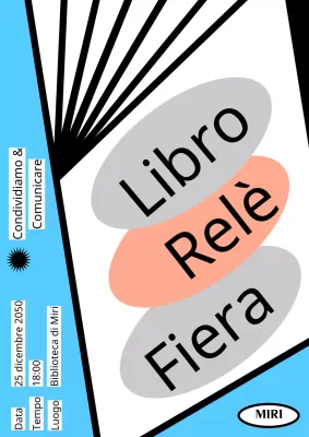 Annuncio di staffetta di lettura con un libro aperto su sfondo blu