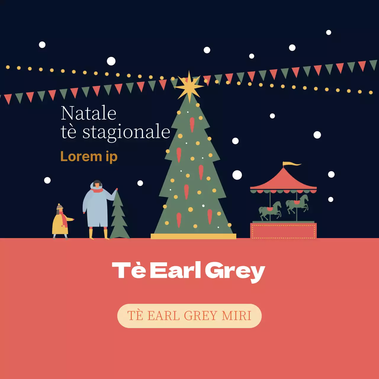 Verde Rosso Illustrazione Stagione natalizia Etichetta del tè Earl Grey