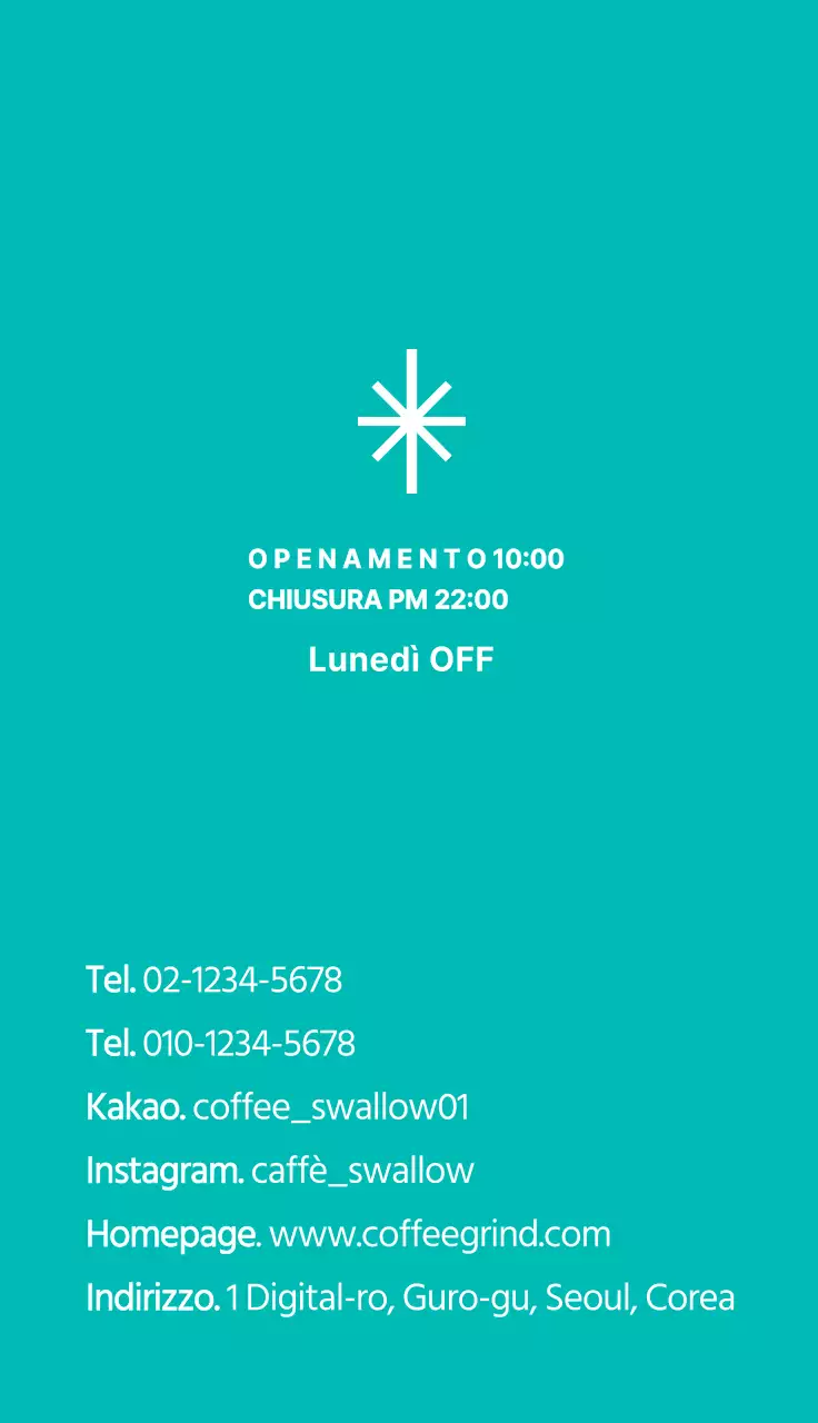 Semplice biglietto da visita con grafica turchese per un caffè