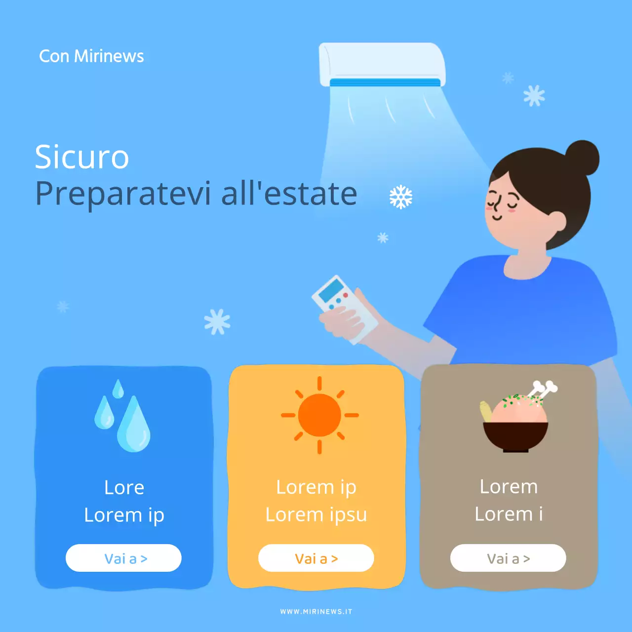 Illustrazione azzurra Come evitare di ammalarsi in estate